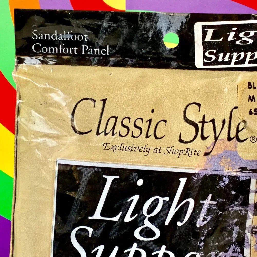 ShopRite Vtg Pantyhose Black Light Support Classic Style Medium / Tall